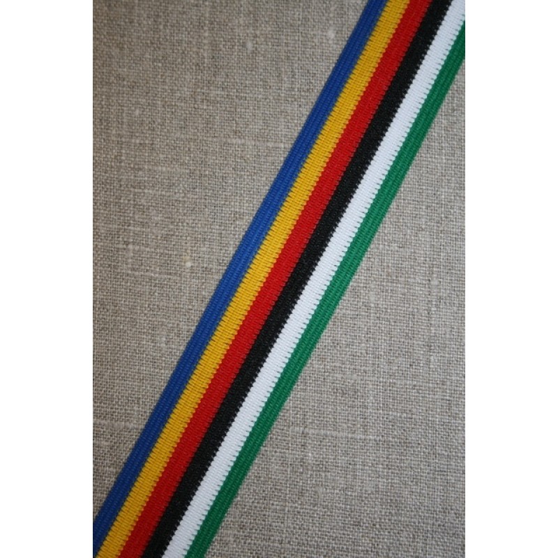 Stribet bånd kobolt/rød/gul/grøn