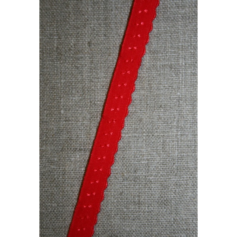 Foldeelastik med buet kant og prik, rød