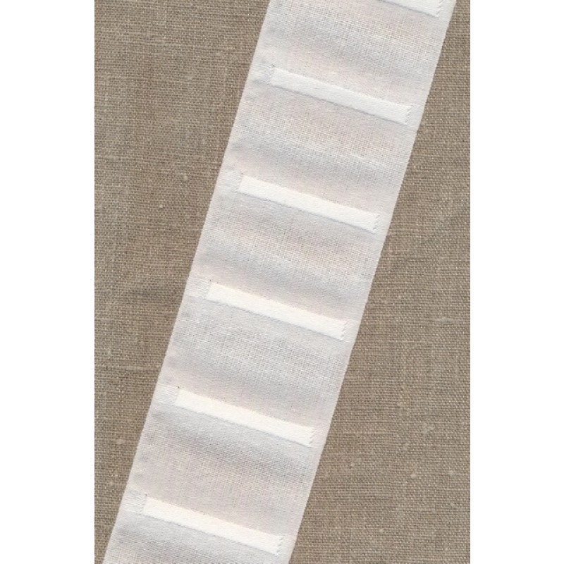 Gardinbånd med lomme, 70 mm. hvid