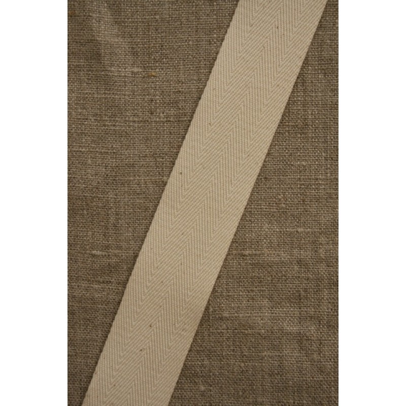 Bomuldsbånd - Gjordbånd sildebensvævet i off-white 30 mm.