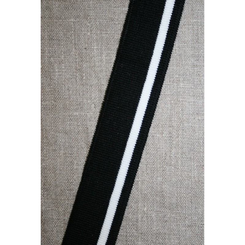 Ribkant stribet sort og hvid 30 mm x 110 cm.