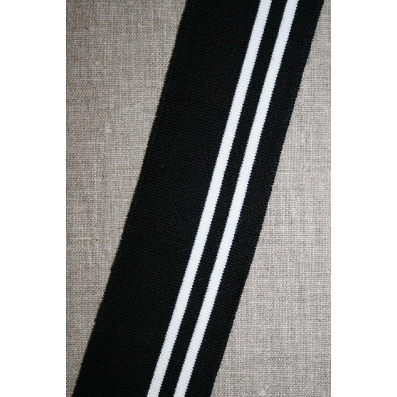 Ribkant stribet sort og hvid 50 mm x 100 cm.