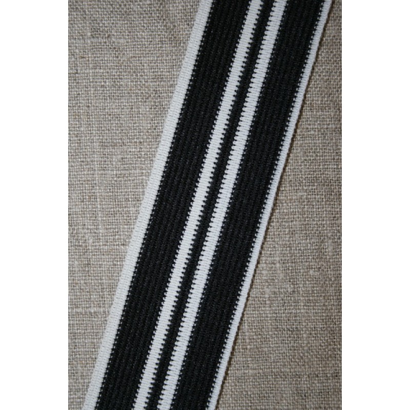 Sportsbånd stribet sort og hvid 35 mm.