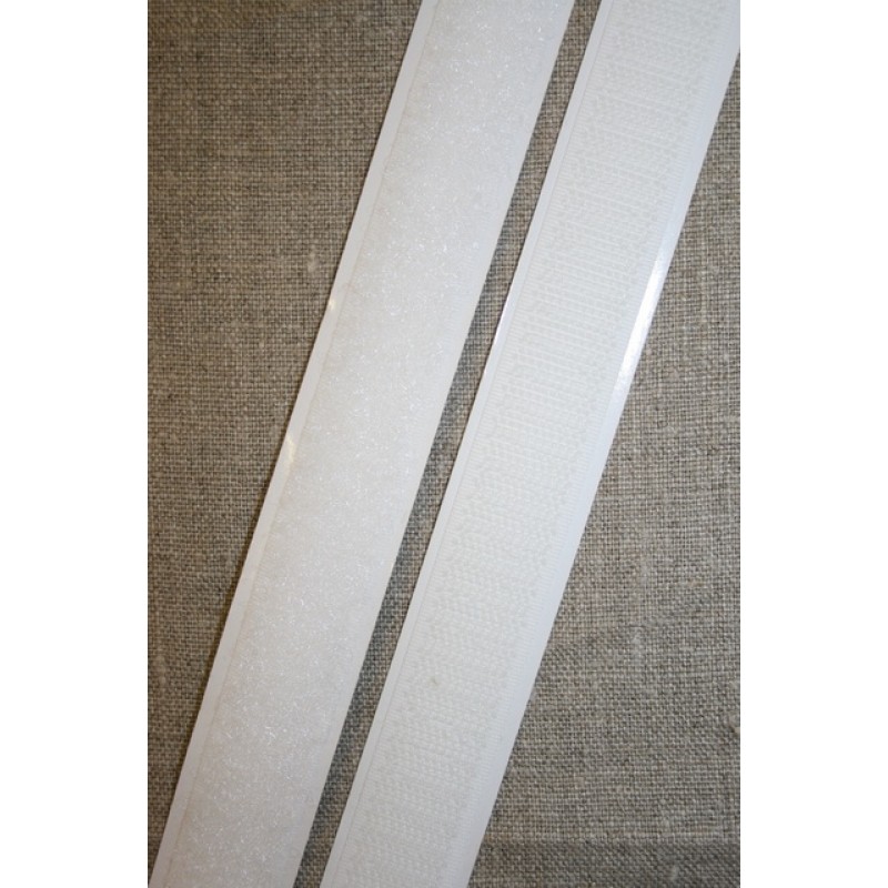 Rest 20 mm. velcro med lim - selvklæbende, hvid loop 35+45 cm.