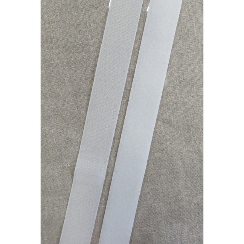 30 mm. velcro med lim- selvklæbende, hvid