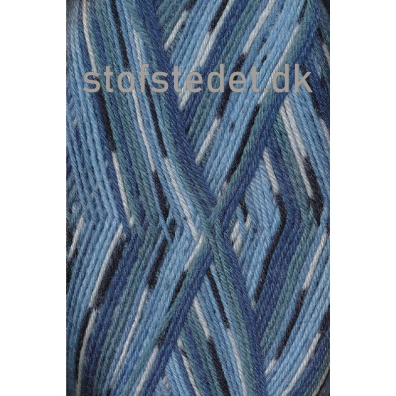 Aloe strømpegarn print lyseblå/blå/petrol