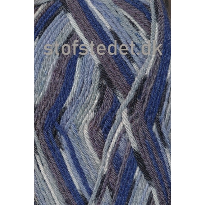 Basic uld/polyamid, Jacquard print grå/lyseblå/blå