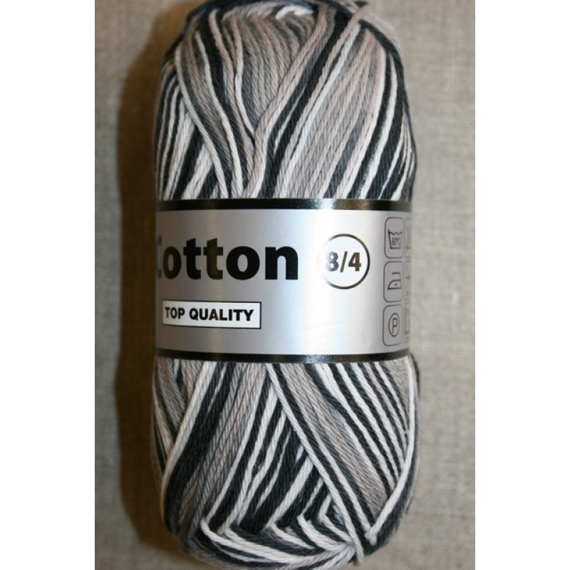 Flerfarvet Cotton 8/4 sort grå sand