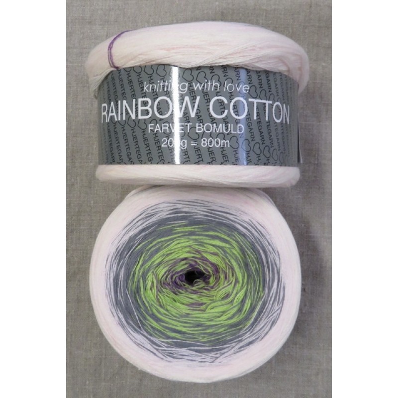Rainbow Cotton 100% bomuld i babylyserød grå lime lilla