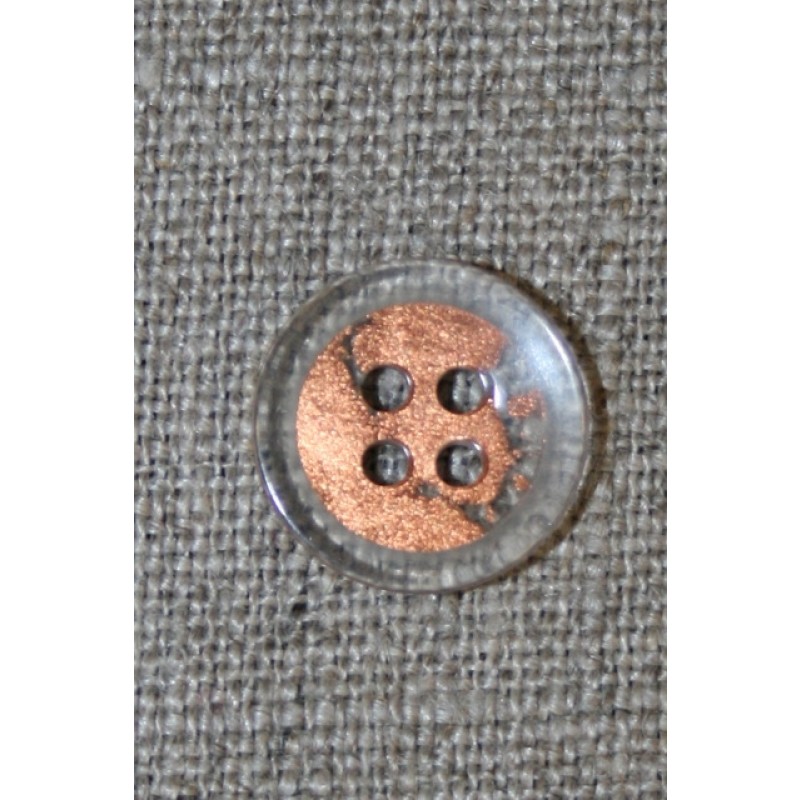 4-huls knap klar/kobber, 15 mm.