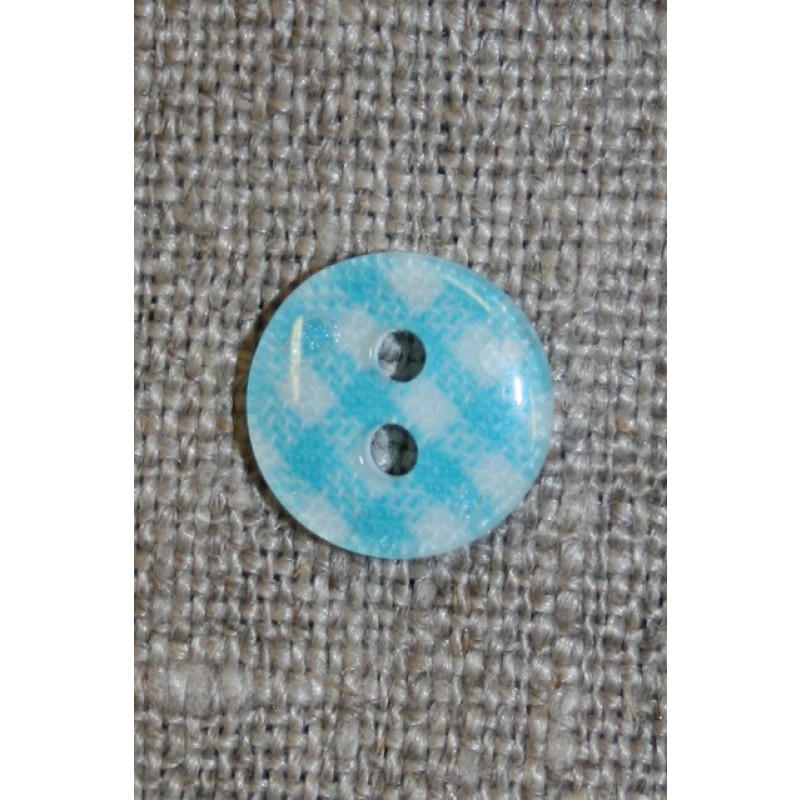 Ternet 2-huls knap turkis/hvid, 11 mm.