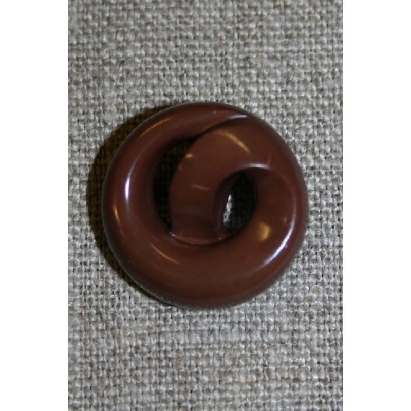 Brun knap "kringle", 22 mm.