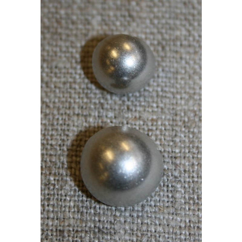 Rund metal-knap i sølv-13 mm