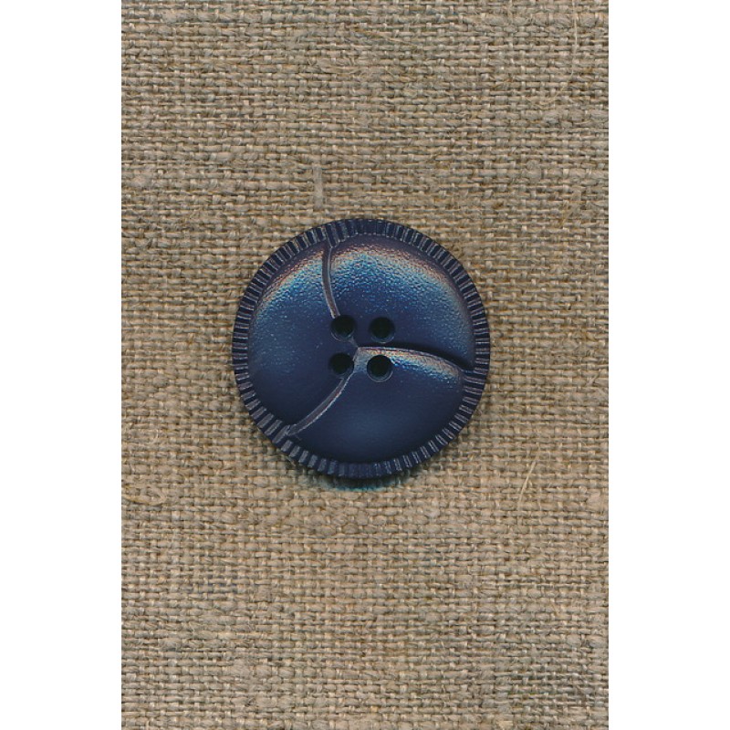 4-huls knap støvet blå 3-delt, 25 mm.