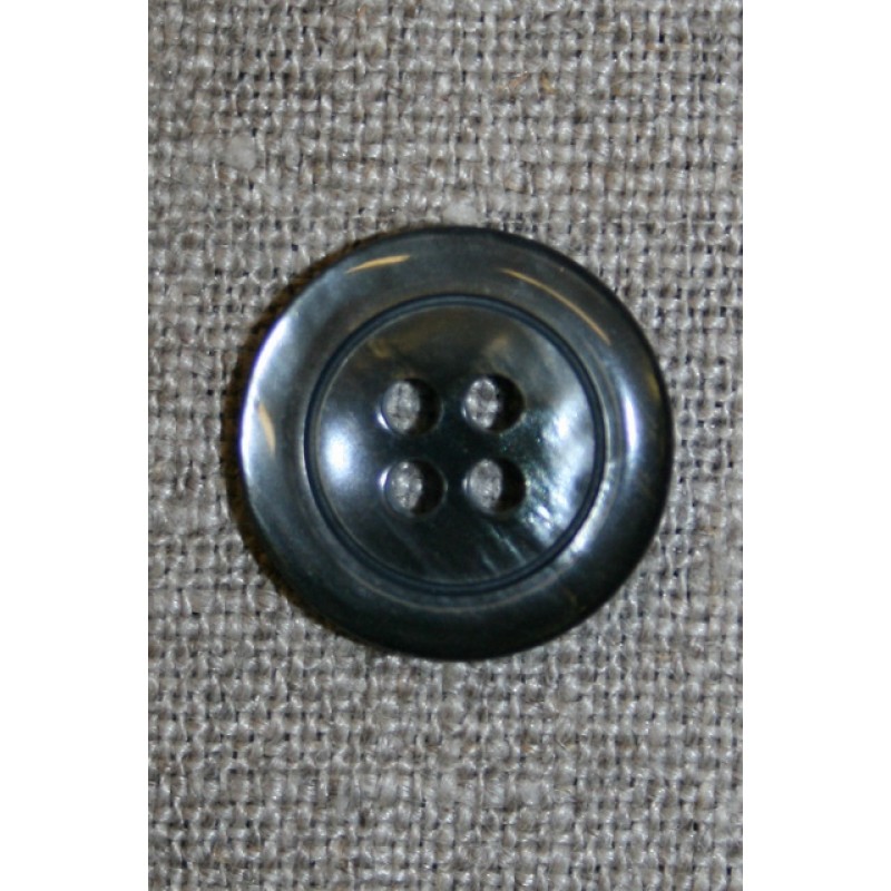 Blank koksgrå 4-huls knap, 18 mm.