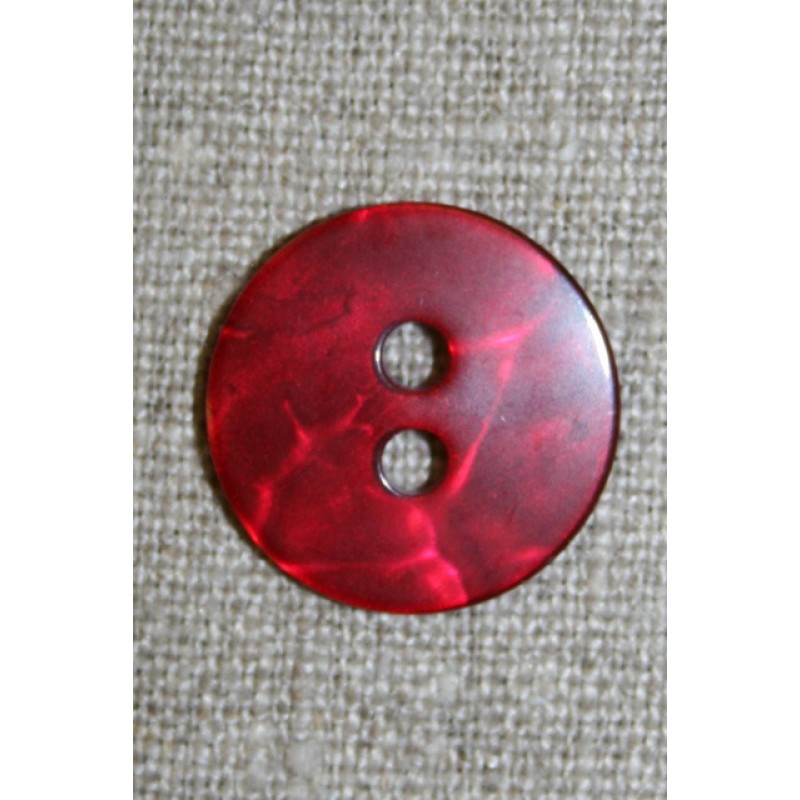 Rød blank, krakeleret knap, 20 mm.