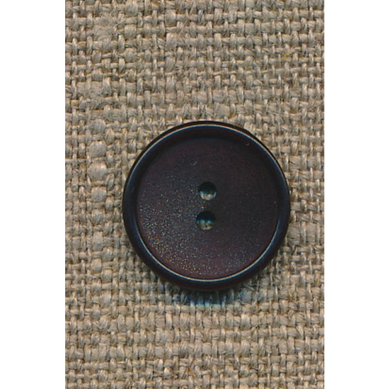 Mørkebrun 2-huls knap, 15 mm.
