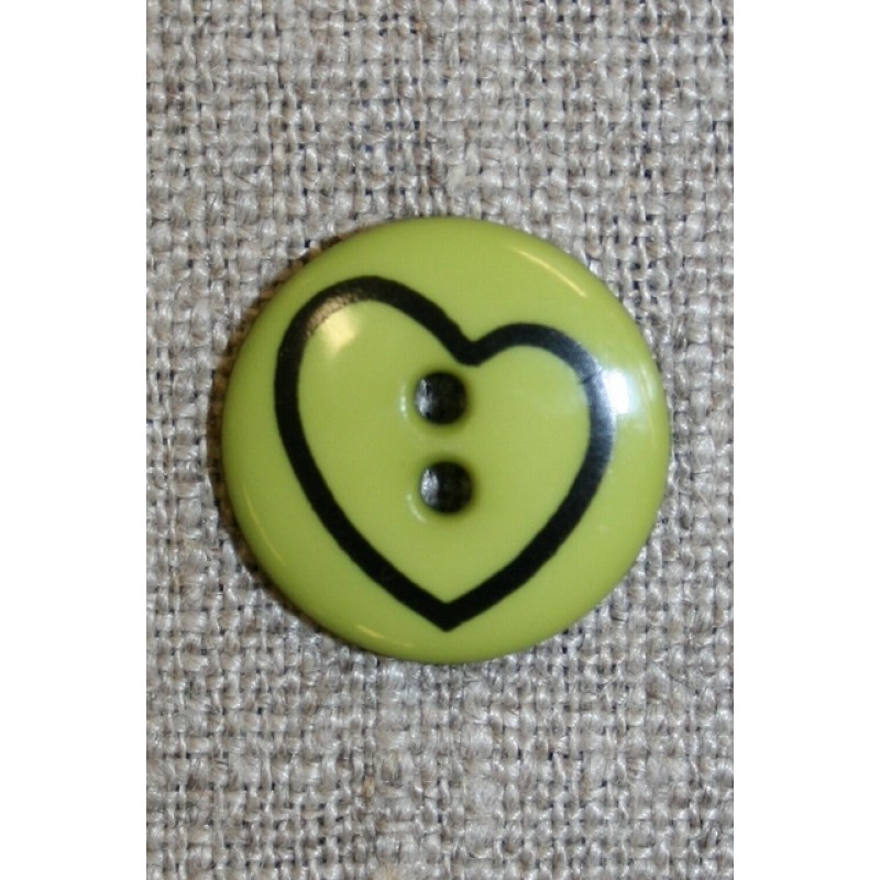 Knap m/hjerte lime/sort