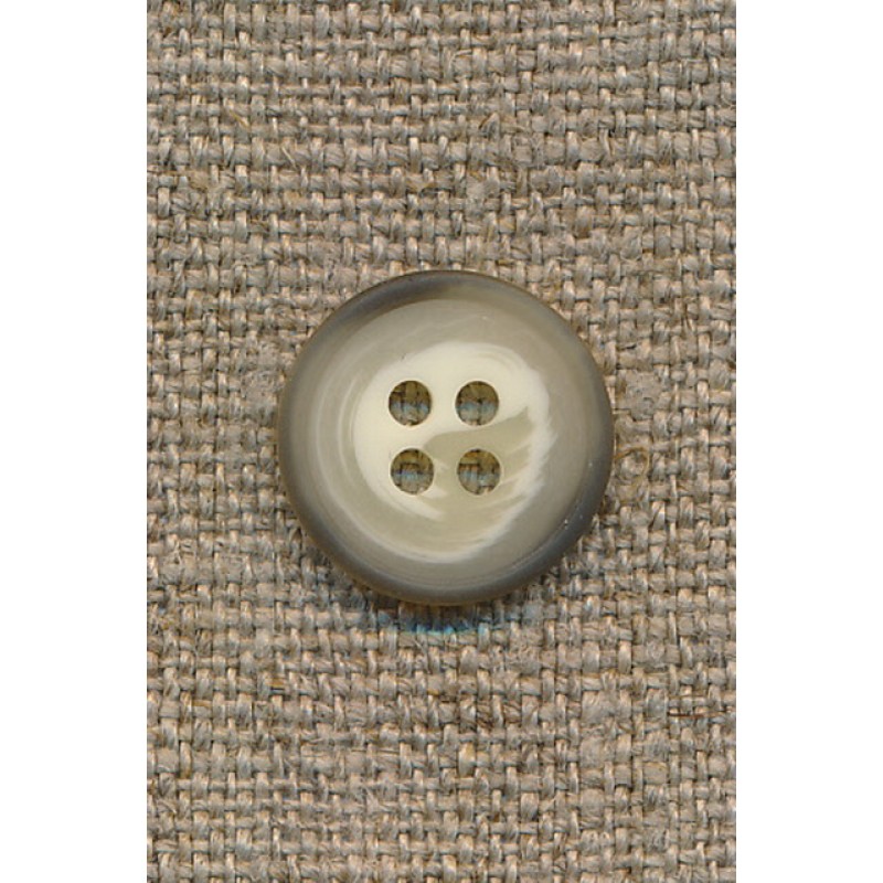 4-huls knap meleret creme/brun/lysegrå, 15 mm.