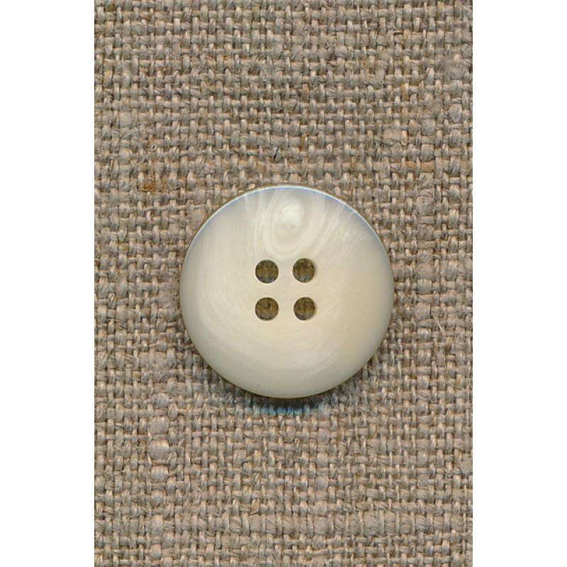 4-huls knap i off-white perlomors-look m/sort kant, 18 mm.