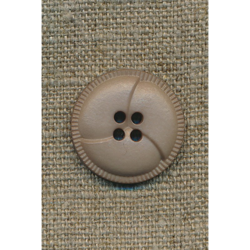 4-huls knap i læder-look, sand 23 mm.