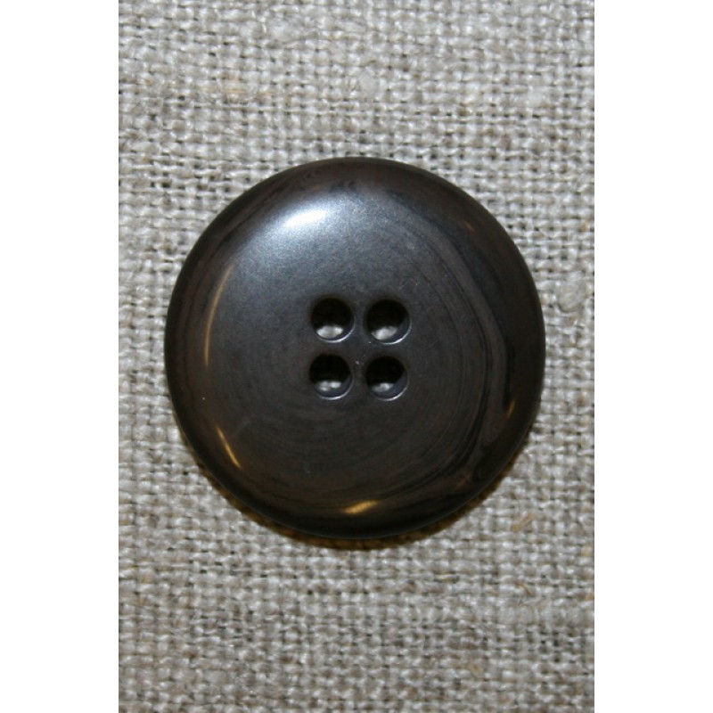 4-huls knap meleret grå-brun/sort, 22 mm.
