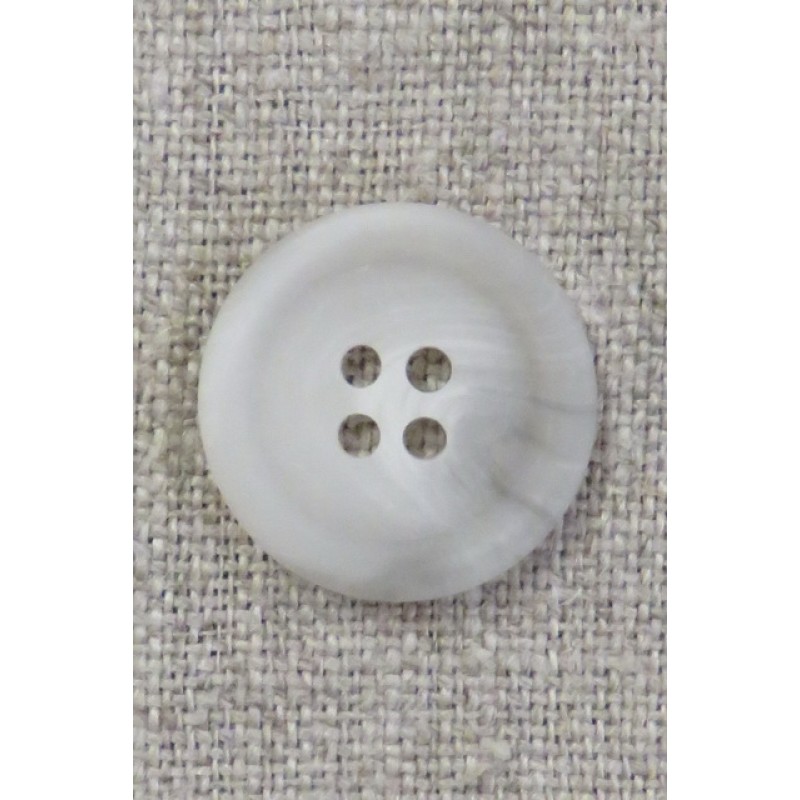 4-huls knap meleret i hvid og lysegrå 20 mm.