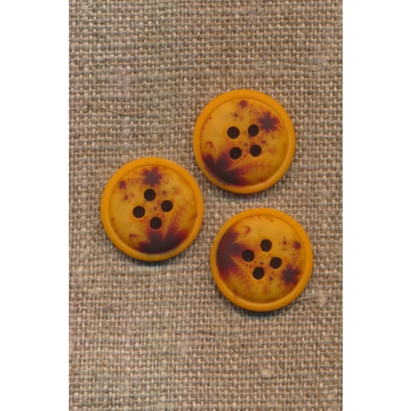 4-huls knap meleret gul carry mørkebrun 18 mm.