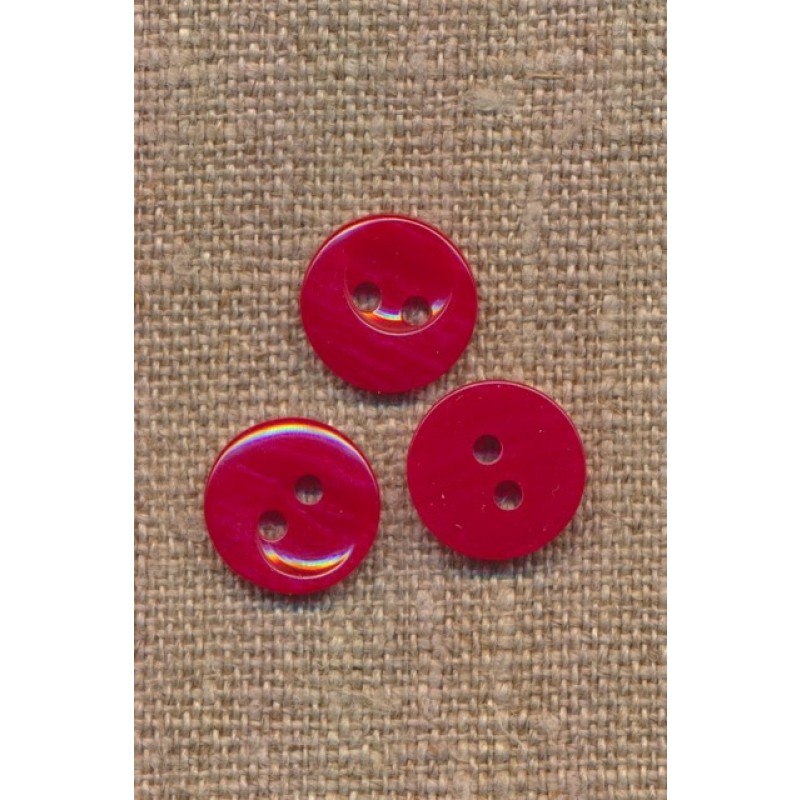 2-huls knap i rød, 13 mm.