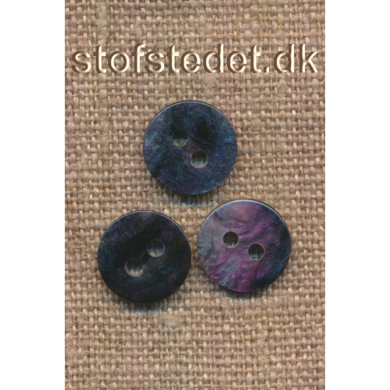 2-huls knap meleret sort, blå, rosa, 12,5 mm