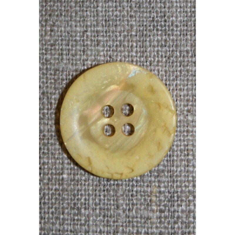 4-huls knap krakeleret lys gul, 20 mm.