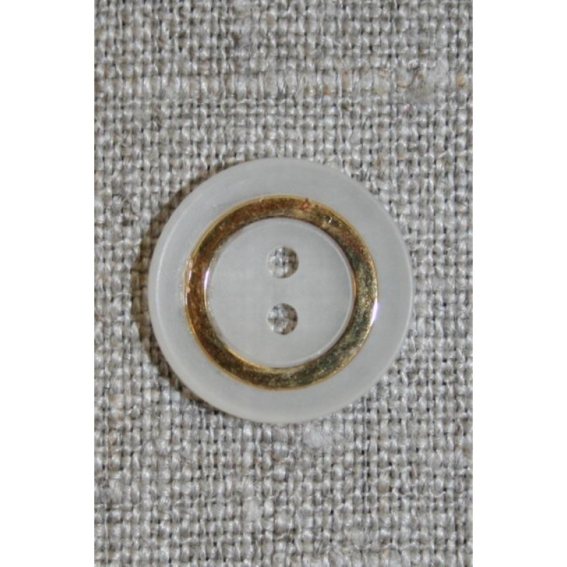 Off-white 2-huls knap m/guld-ring
