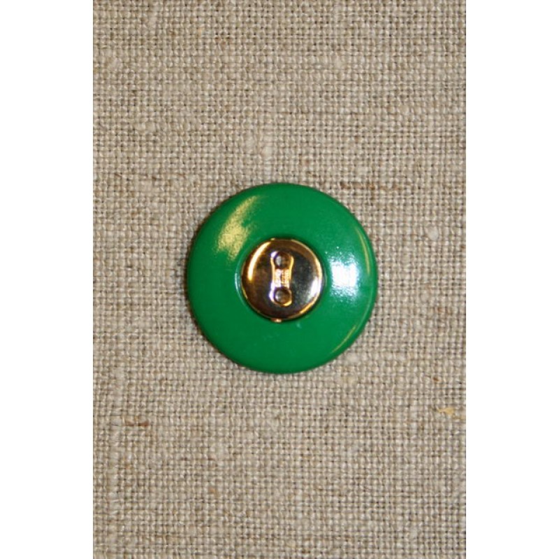 Grøn knap m/guld midte 23 mm.