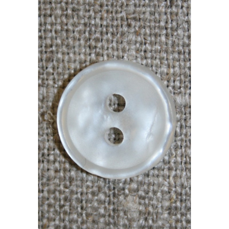 Knækket hvid 2-huls knap, 14 mm.