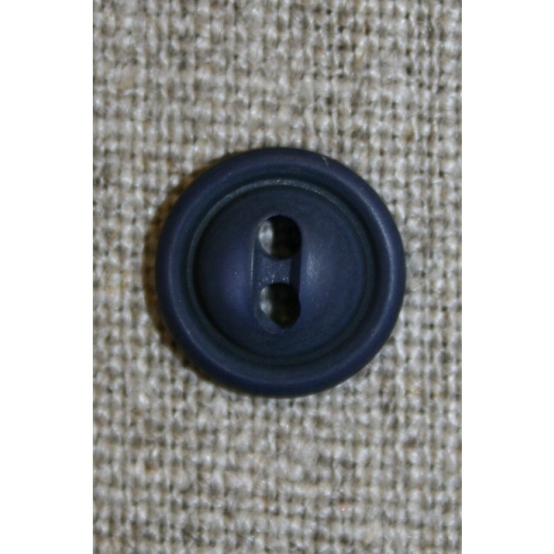 Blå 2-huls knap, 12 mm.