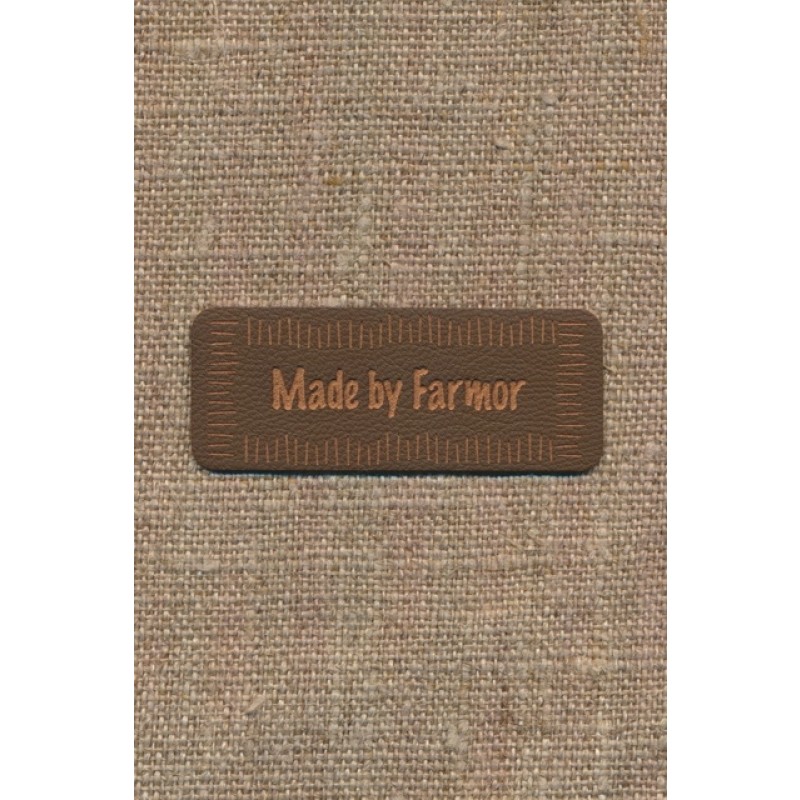 Motiv i læderlook i brun "Made by Farmor"