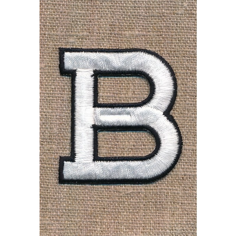 B - Bogstaver til påstrygning i hvid og sort, 52 mm.