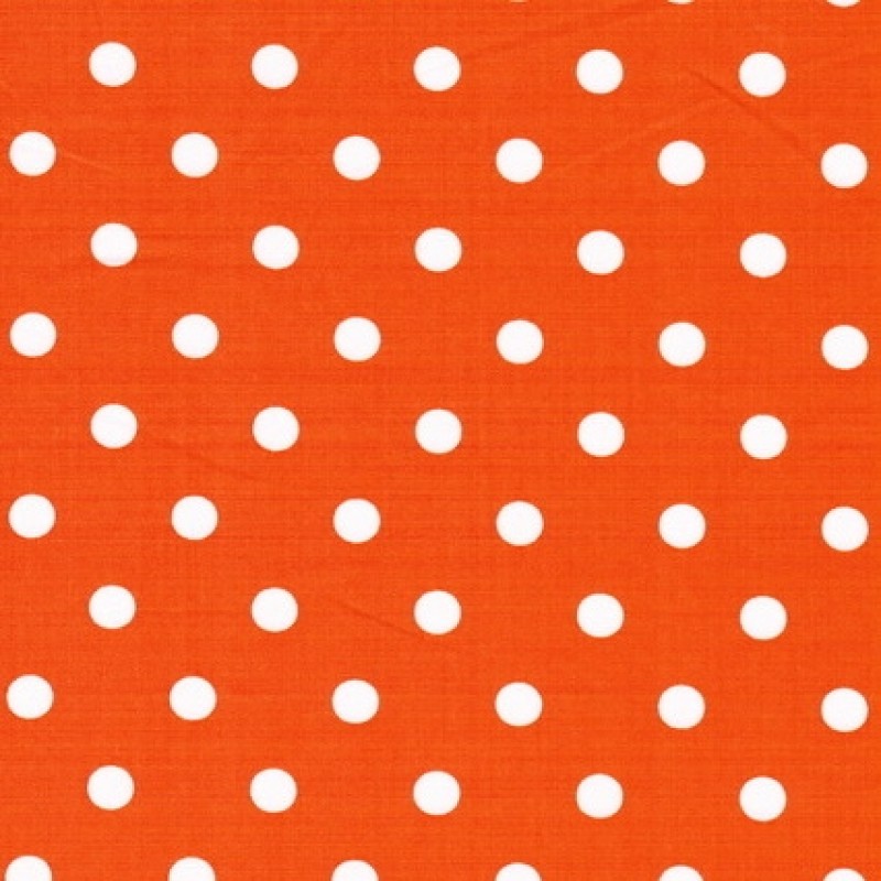 Rest Bomulds-poplin m/hvide prikker, orange, 50 cm.