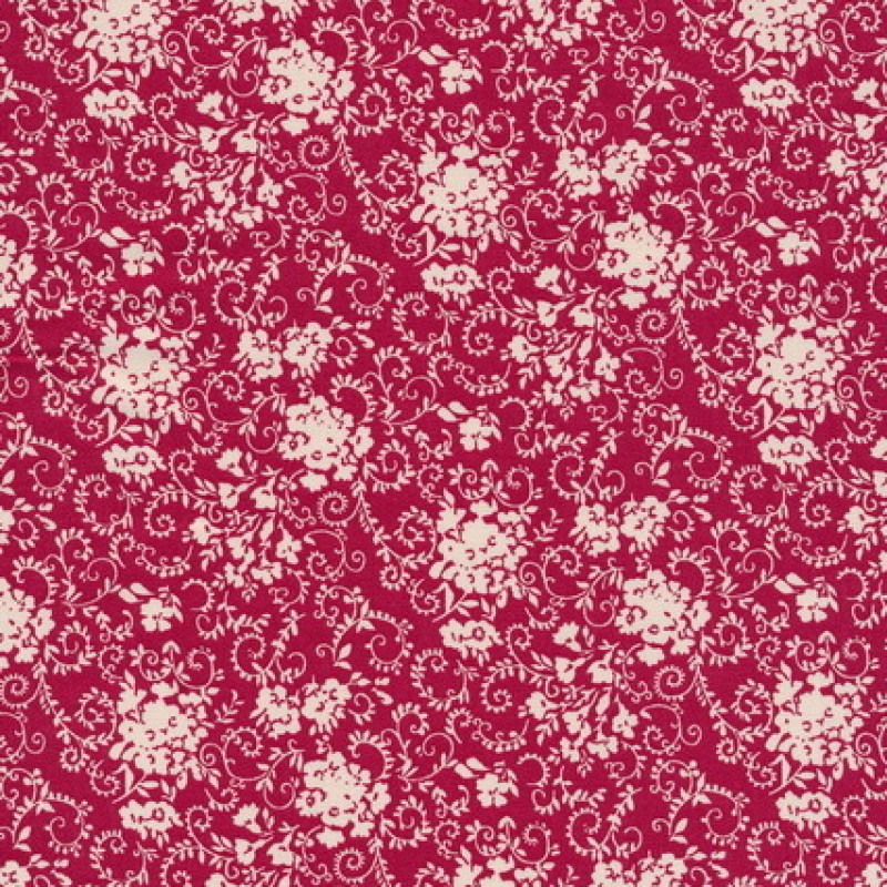 Bomuld m/blomster rød/off-white