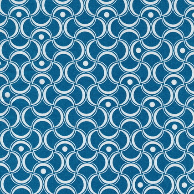 Bomuld mønstret petrol-blå/hvid