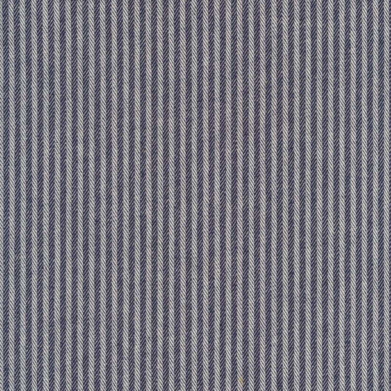 Kraftig bomuld/polyester i stribet sildeben i off-white og mørkeblå