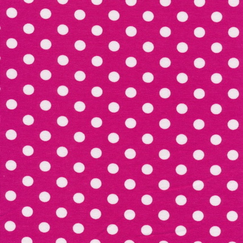 Bomuld/lycra økotex med prikker i pink og hvid