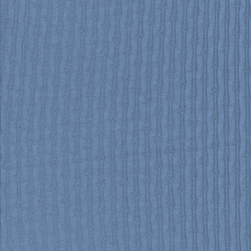 Ribstrikket jersey i bomuld med mønster i støvet blå