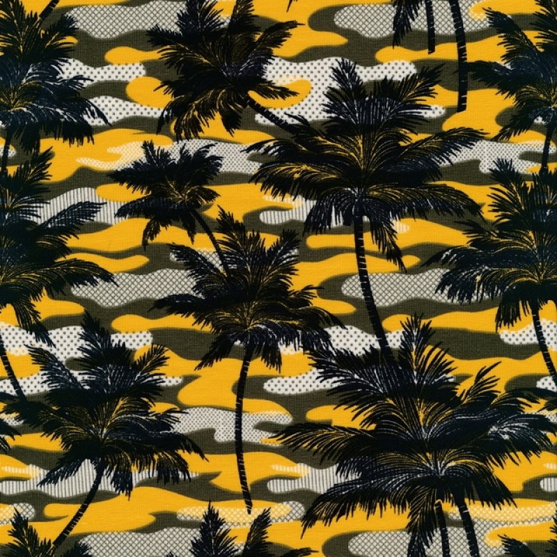 Bomuldsjersey med army print og palmer