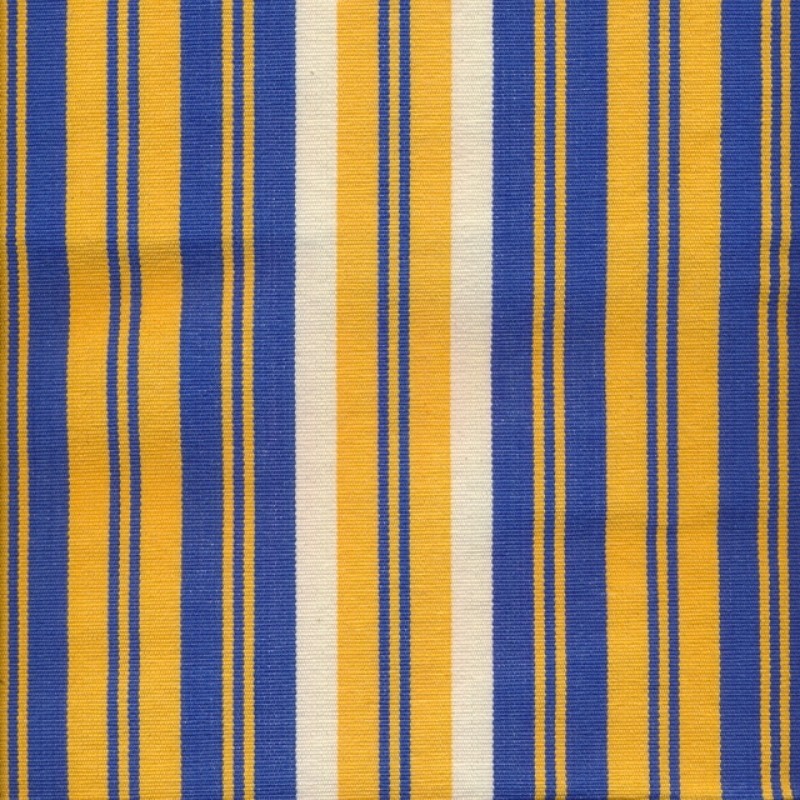 Liggestole stof stribet gul, blå og offwhite