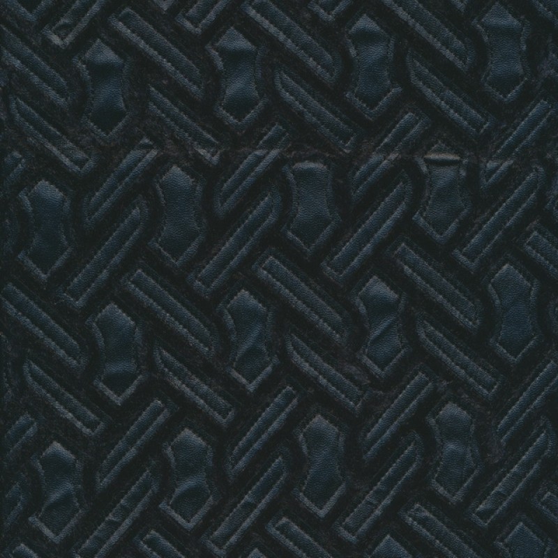 Pels med læder zig-zag mønster i sort