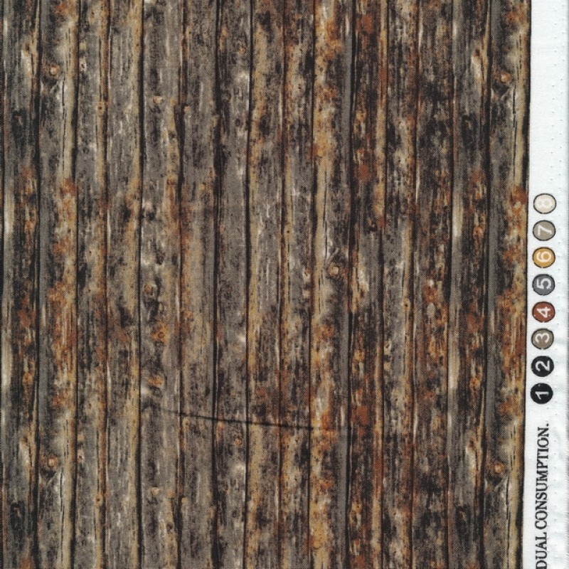 Patchwork stof i grå-brun i træ-look Køb her | Pris 149.95,- | Stofstedet.dk