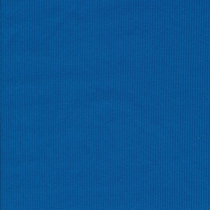 Rib/Ribstrikket jersey i turkis-blå, bredde 122 cm.