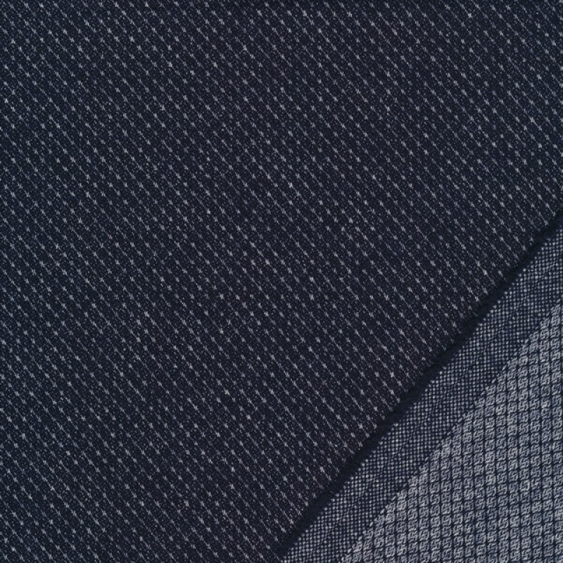 Tweed let mønstret i mørkeblå og lysegrå