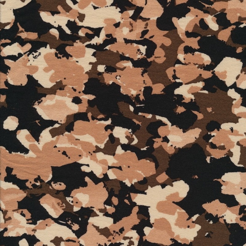 Rest Viscose Jersey mønstret i sort, brun, pudder, beige, 45 cm.